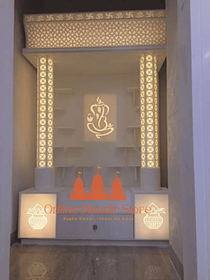 Ganesh Grace Full Corian Mandir with Backlight Ganesh Grace Full Corian Mandir with Backlight