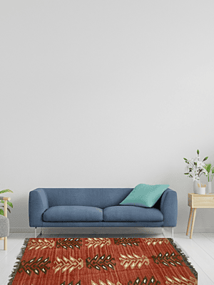 Terracotta Kilim Rug – Flat‑Weave Geometric Area/Runner with Fringe