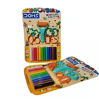 DOMS Modelling Clay Set - 12 Shades, 150g with Roller & Moulds