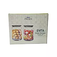 YERA PRIMA EVITA Smart Storage Glass Jar Set (Set of 2 Pcs) 700ml