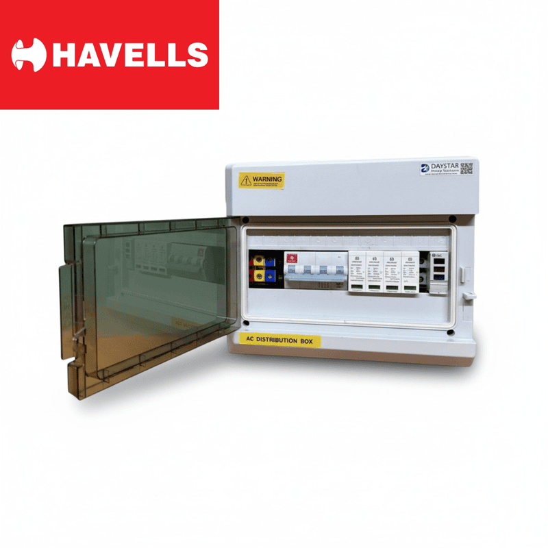 Havells ACDB Premium IP66 Waterproof – 32A MCB,320V SPD & 3-Phase Indicator (5-10kW)