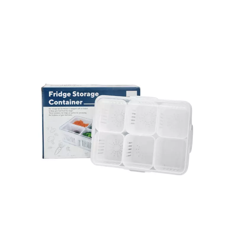 6 Grid Fridge Storage Container with Lock Lid