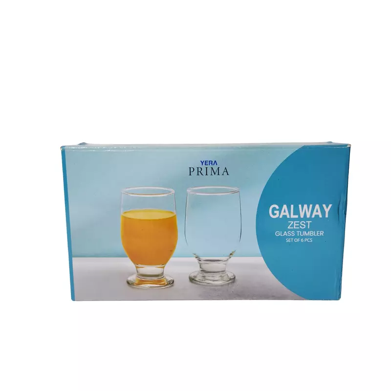 Set of 6 YERA PRIMA GALWAY ZEST Footed Glass Juice/Water