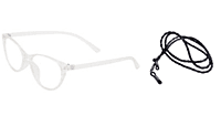 Soigné Female Large Cat Eye Spectacle Frame.Transparent with String Black