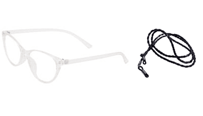 Soigné Female Large Cat Eye Spectacle Frame.Transparent with String Black