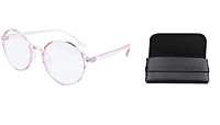 Soigné Female Round Medium Spectacle Frame.See Through Light Pink with Leather pouch