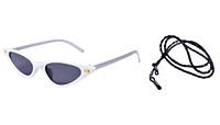 Soigné Female Small Cat Eye Sunglasses.White Frame with Sting Black