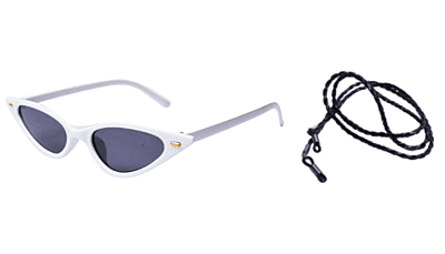 Soigné Female Small Cat Eye Sunglasses.White Frame with Sting Black