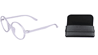 Soigné Unisex Round Large Spectacle Frames. Transparent Frame with Leather Pouch