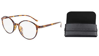 Soigné Unisex Medium Full Rim Round Spectacle Frame.Leopard with Leather pouch