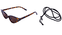 Soigné Female Small Cat Eye Sunglasses.Leopard Print.Brown Lens with  Black String