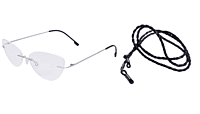 Soigné Female Medium Rimless Cat Eye Spectacle Frame.Black with Soigné Female Medium Rimless Cat Eye Spectacle Frame.Black