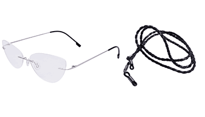 Soigné Female Medium Rimless Cat Eye Spectacle Frame.Black with Soigné Female Medium Rimless Cat Eye Spectacle Frame.Black