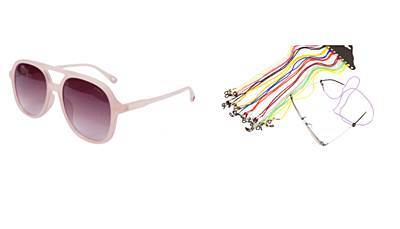 Soigné Female Aviator Sunglasses.Light Pink with multi color String