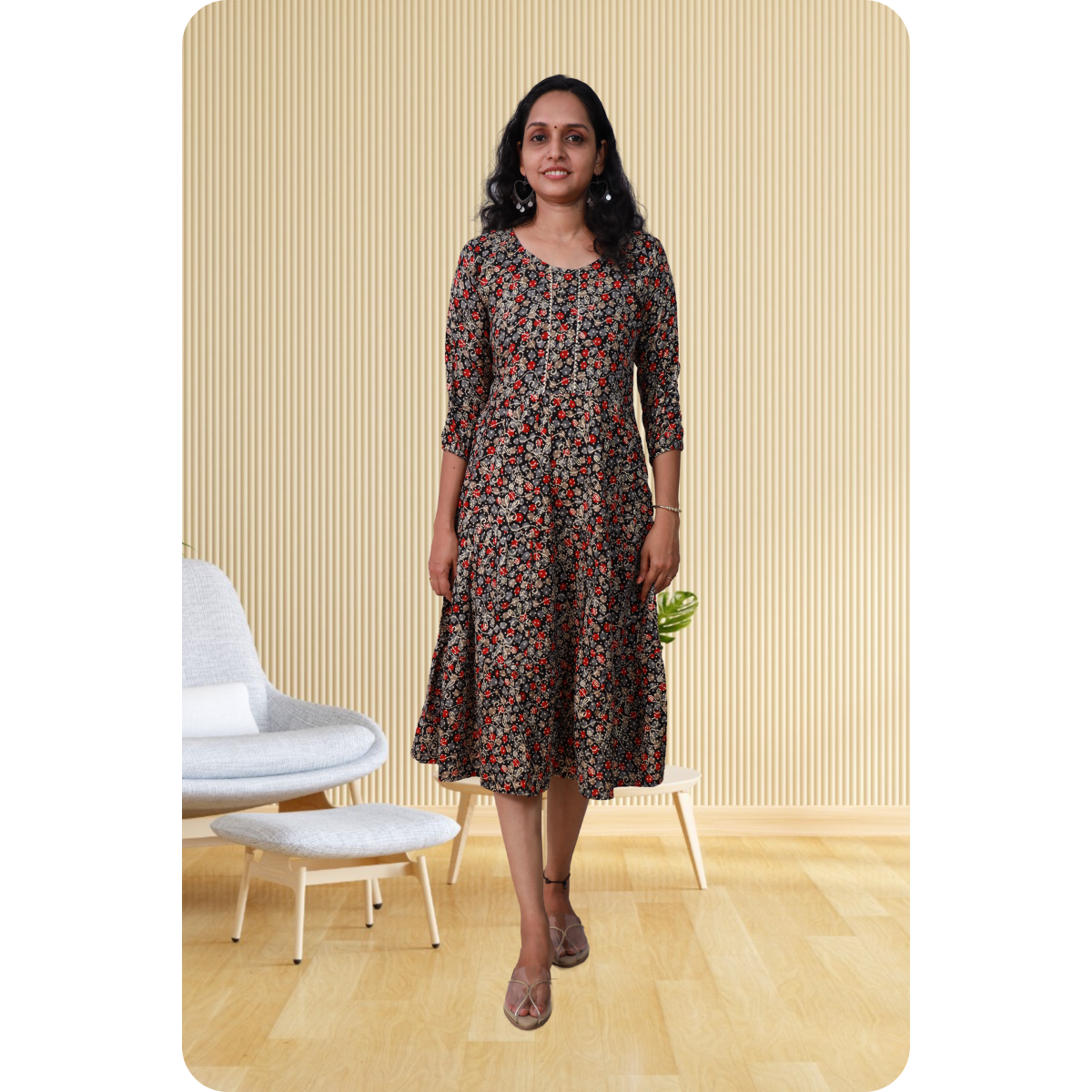 Kripa Black and Red Dot Print Frill top