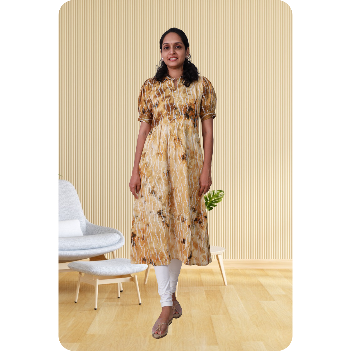 Esther discharge rayon yellow dress