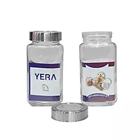 1000ml Yera Transparent Jar Barni Storage Container with Silver Lid