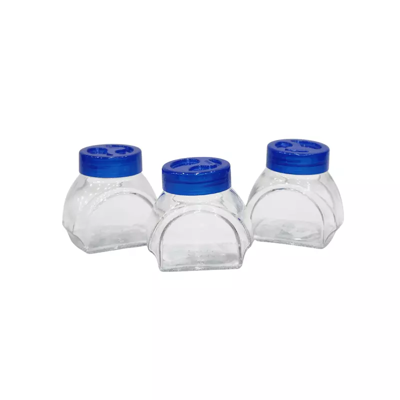 215ml Set of 3 Airtight Glass Jar with Blue Lid