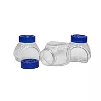 215ml Set of 3 Airtight Glass Jar with Blue Lid