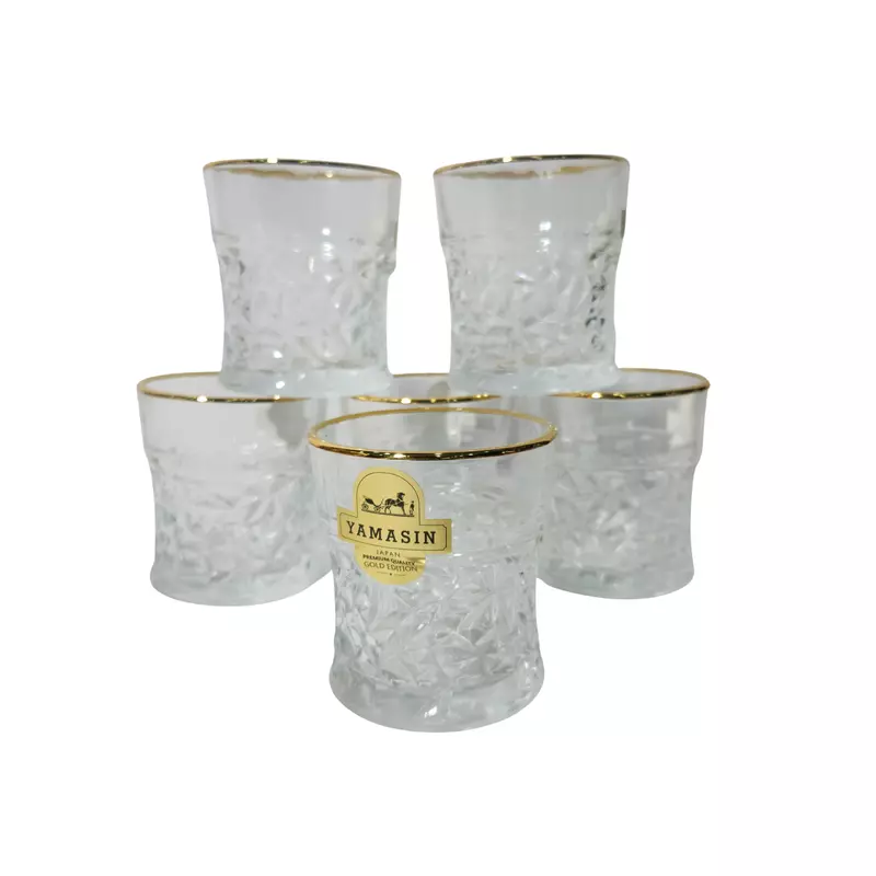 YAMASIN JAPAN Design Gold Edition Glass Tumblers (Set of 6)