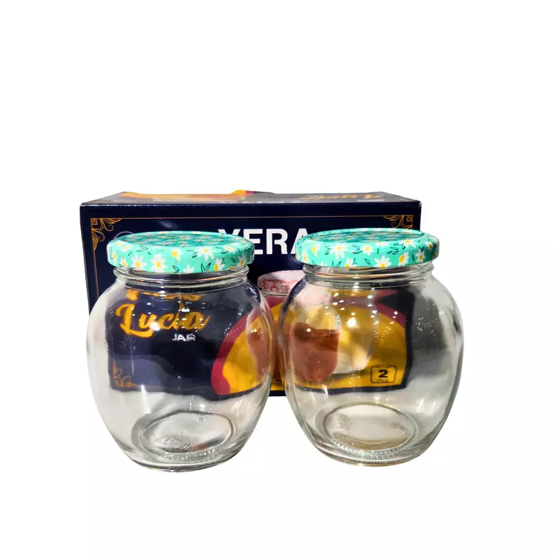 Set of 2 YERA 'Luca' Glass Jars with Floral Print Twist Lids