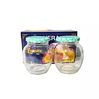 Set of 2 YERA 'Luca' Glass Jars with Floral Print Twist Lids