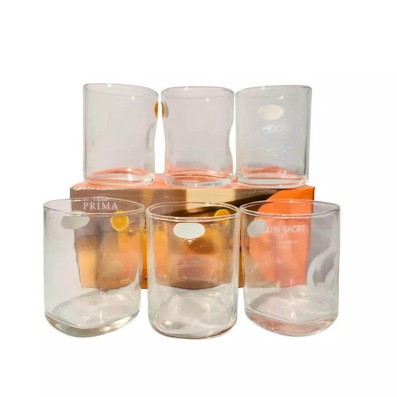 YERA PRIMA ZEST Short Curved Glass Tumblers (Set of 6 Pcs)