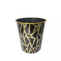 Stylish Plastic Desk Trash Can with Gold Trim