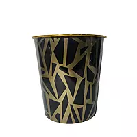 Stylish Plastic Desk Trash Can with Gold Trim