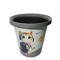 Cat Print Round Storage Container with Lid (Playroom/Bedroom)