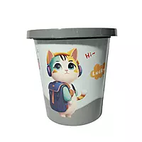 Cat Print Round Storage Container with Lid (Playroom/Bedroom)