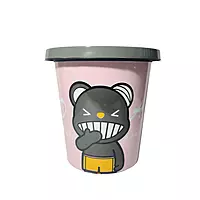 Pink Plastic Bin with Wacky Cartoon Animal Design