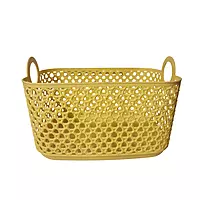Yellow Woven Plastic Storage Basket with Handles