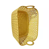 Yellow Woven Plastic Storage Basket with Handles
