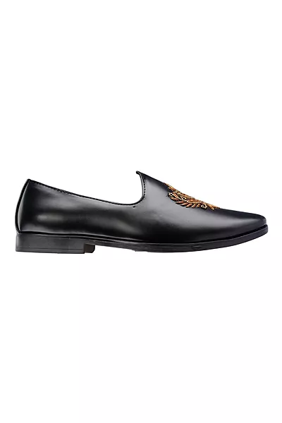 High Class Men's Black Embroidered Loafers