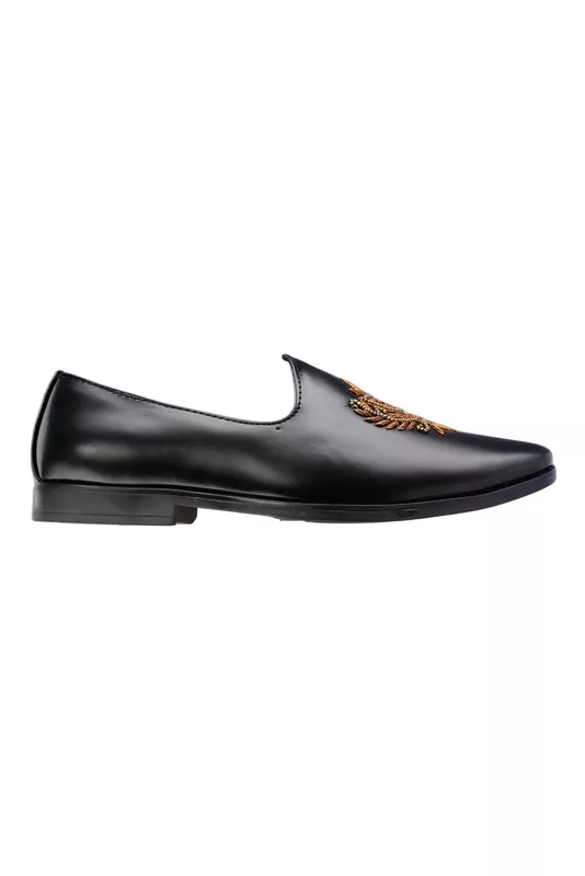High Class Men's Black Embroidered Loafers