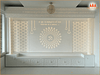 Divine Serenity Full Corian Mandir with Intricate Carvings
