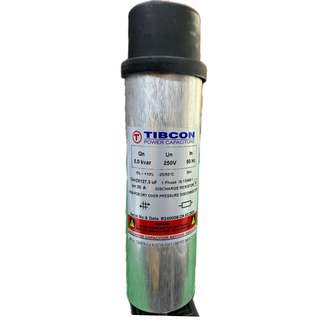 Tibcon 5.0 KVAR AGRICAP ROUND| Cylindrical Power Capacitor |Single Phase|415 VAC