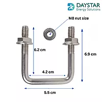 M8 SS U Bolt – 40mm x 40mm (Fits 1.5" Square Metal Tube) for Solar Panel Fitting