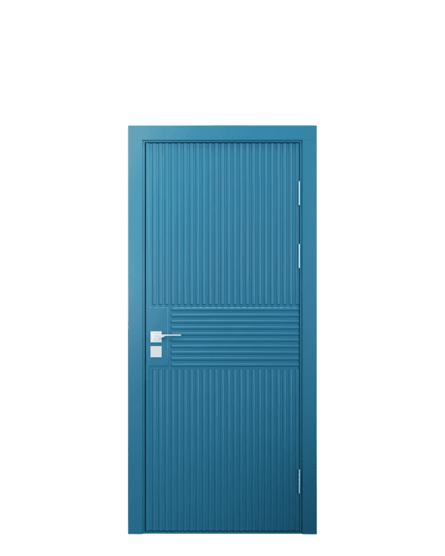 Elegant 3D HDHMR Door with Ribbed Blue Design