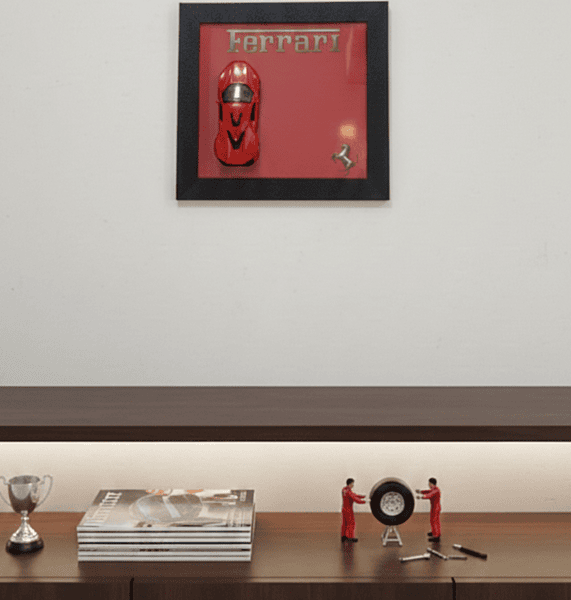 3D Car Frame Wall Art | Wooden Frame with Removable Die-Cast Cars