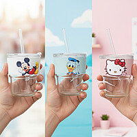 Cartoon-Themed Glass Tumblers