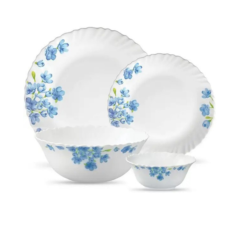 LAOPALA Pack of 27 Opalware Diva Classique Aster Blue 100% Hygienic & Dishwasher safe Dinner Set