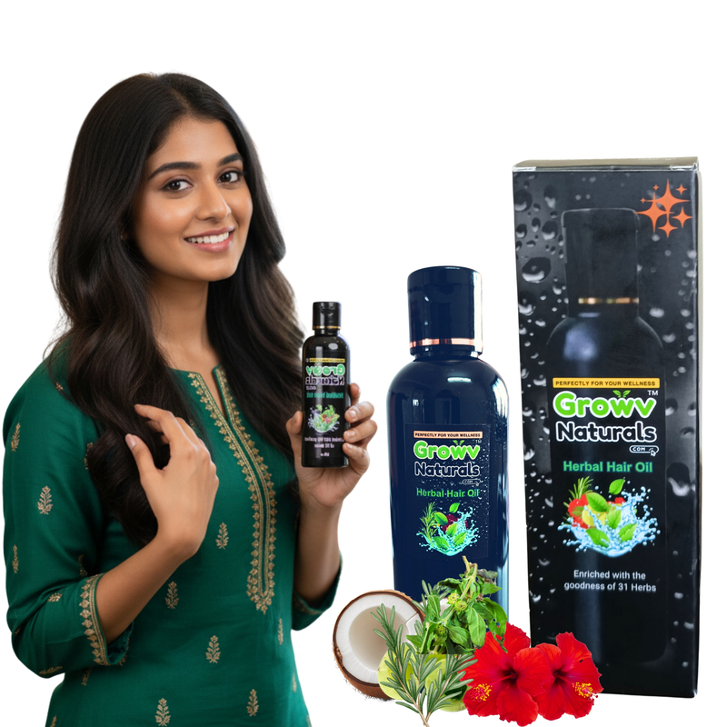 Growv Naturals Unisex Herbal Hair Oil 100ml (Pack of 4) | 100% Natural & Chemical-Free |