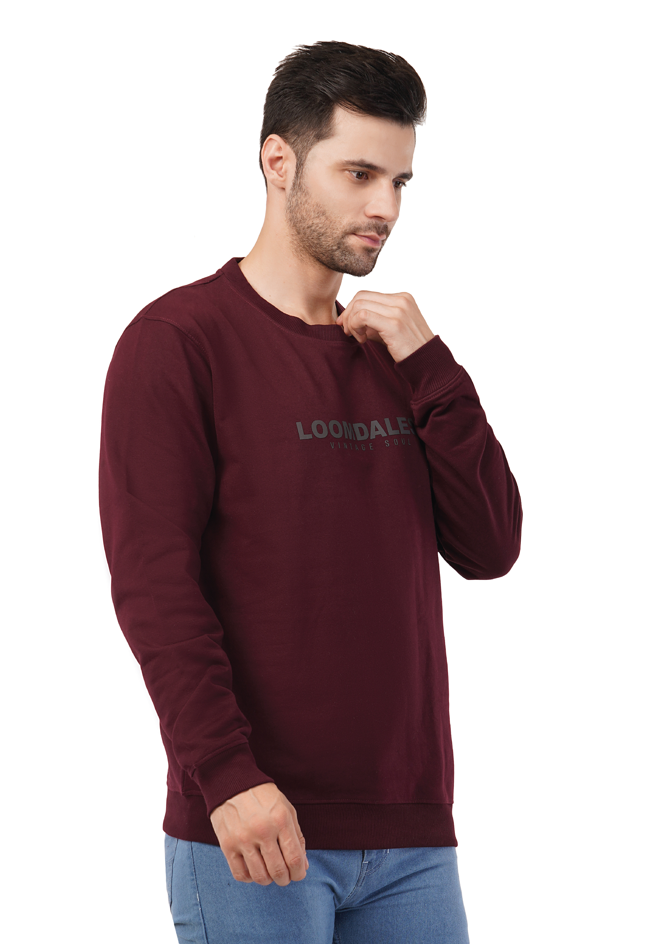 MALE SWEATSHIRT WITH SILICON PRINT WINE COLOR