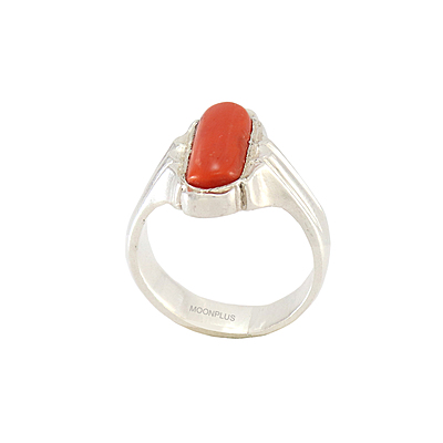 Pure Silver Pavalam Ring - Red Corel Pure Silver Pavalam Ring - Red Corel