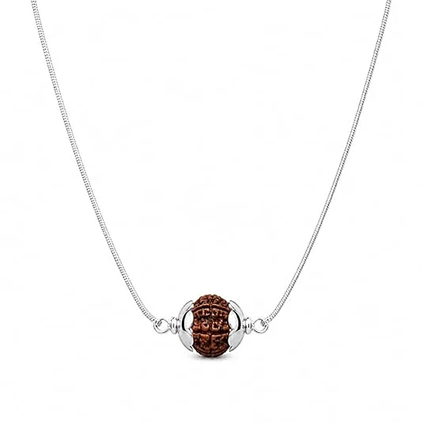 925 Sterling Silver Rudraksha Pendant with Snake Chain β Daily Wear Necklace