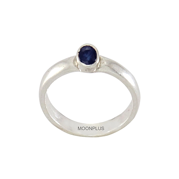 Pure silver blue sapphire stone ring