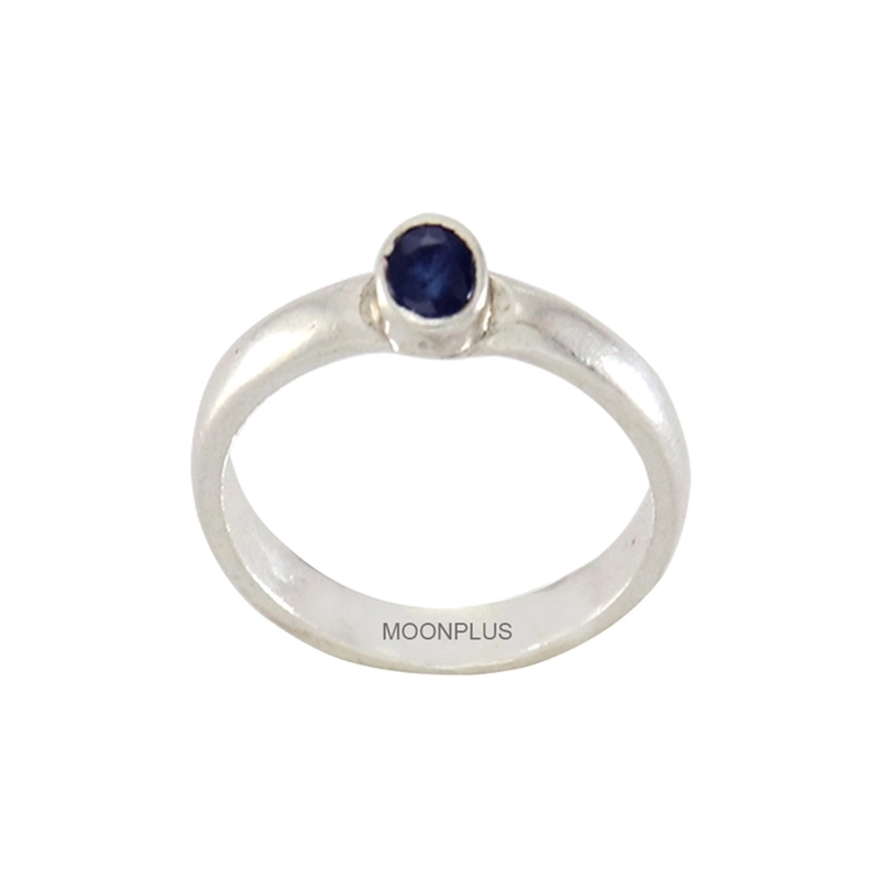 Pure silver blue sapphire stone ring