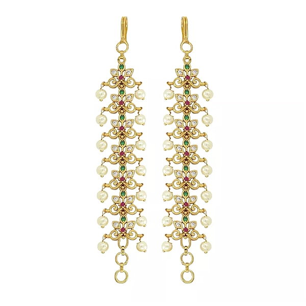 Gold Plated Adjustable Mattal for Women & Girls | Bridal Ear Chain Hair Jewelry